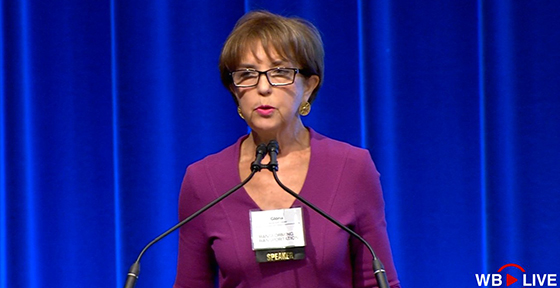 Ministra Goria Hutt presentando en Washington DC